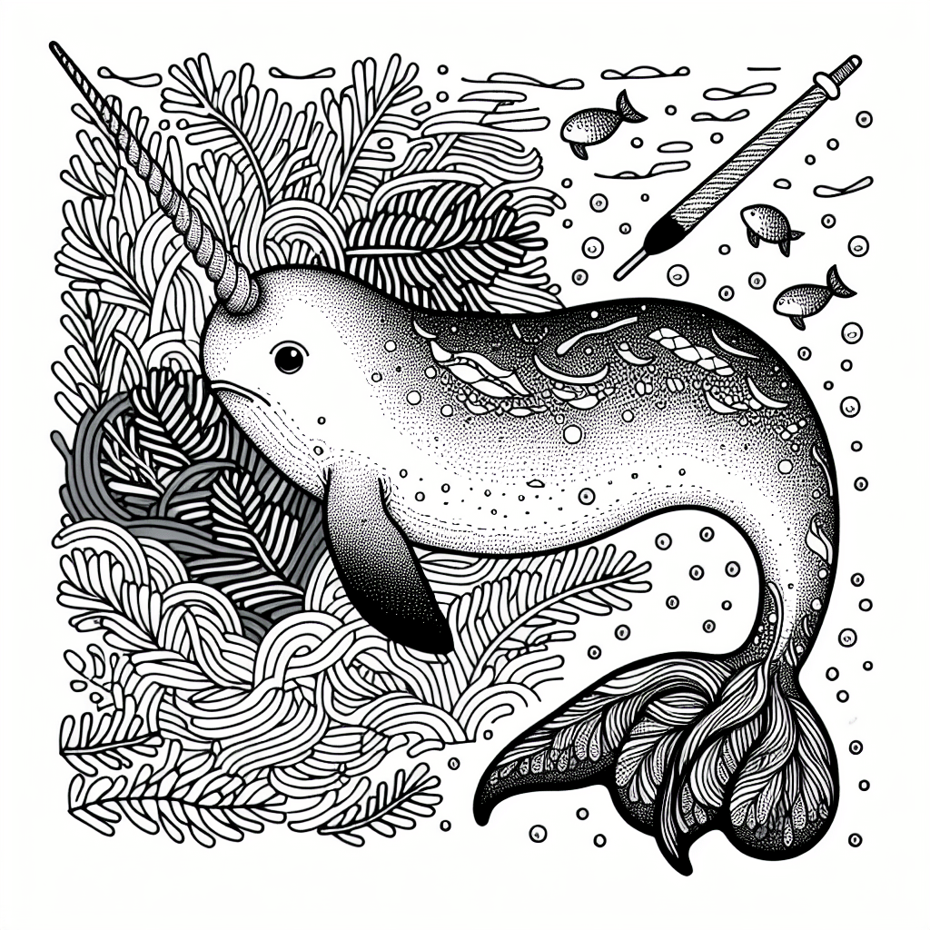 Additional narwhal coloring page 2