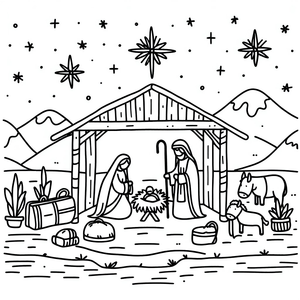 nativity scene coloring pages