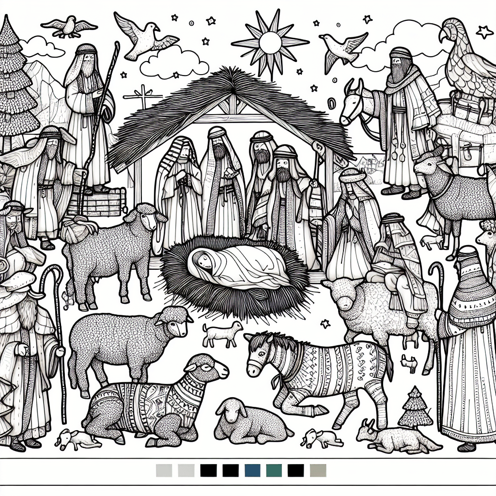 Additional nativity scene coloring page 2