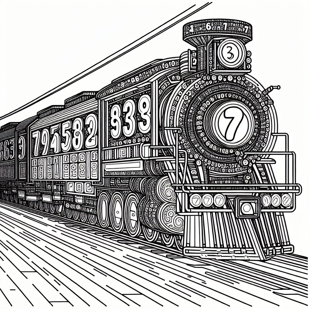 Additional number train coloring page 1