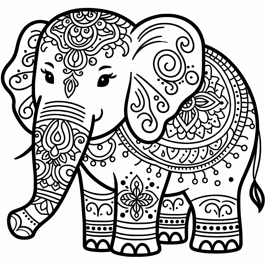 ornate elephant coloring pages