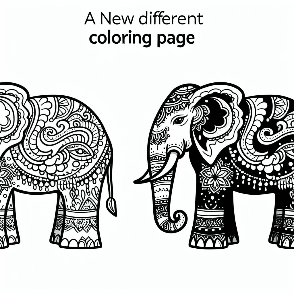 Additional ornate elephant coloring page 1