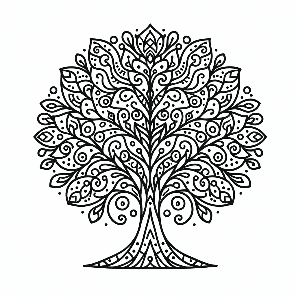 ornate tree coloring pages