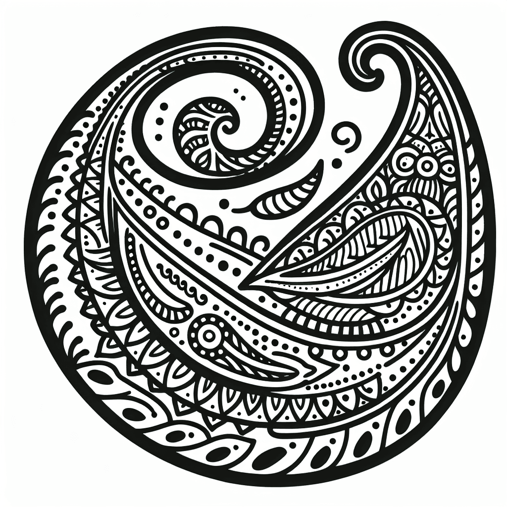 Additional paisley design coloring page 1