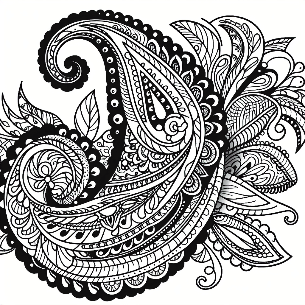 Additional paisley design coloring page 2