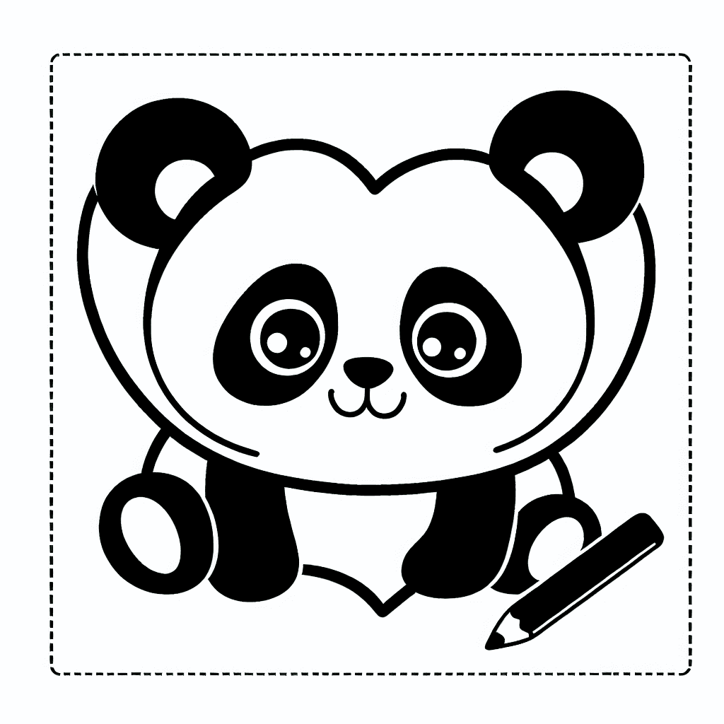 panda heart coloring pages