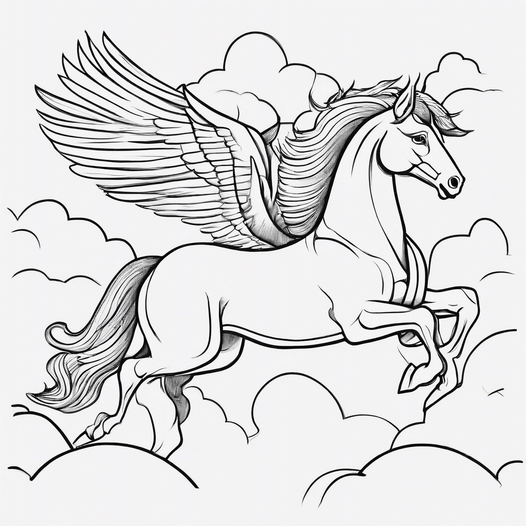 Additional pegasus clouds coloring page 2