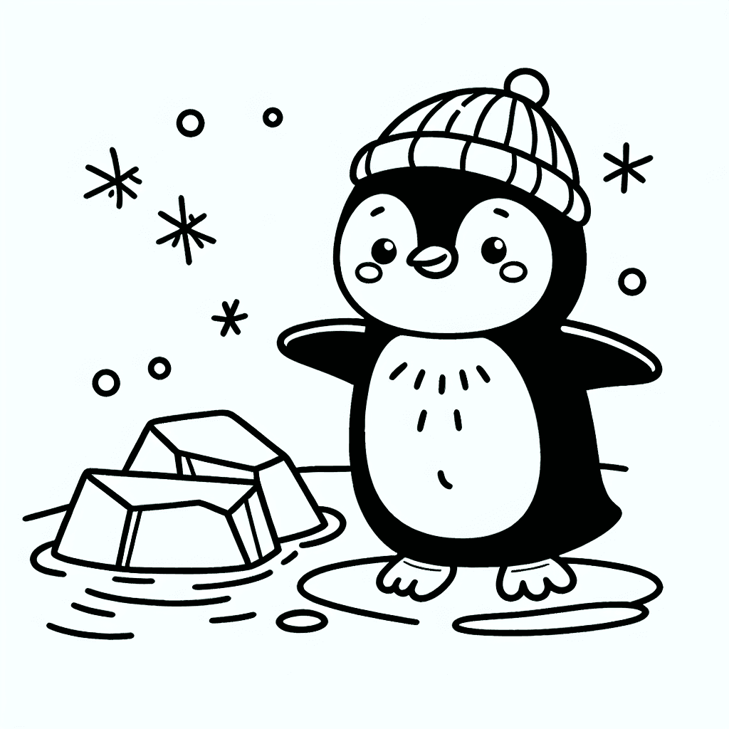 penguin ice coloring pages