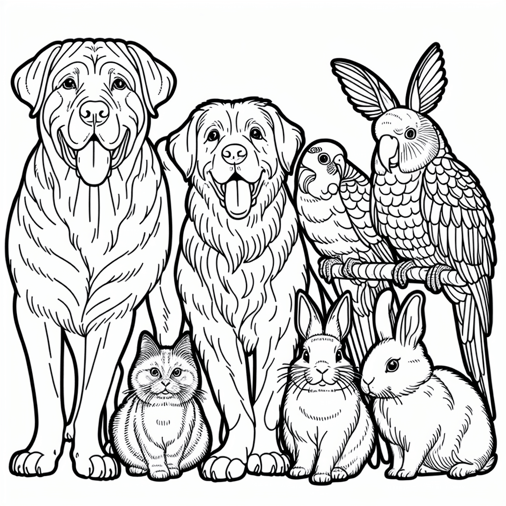 Additional pet family coloring page 1