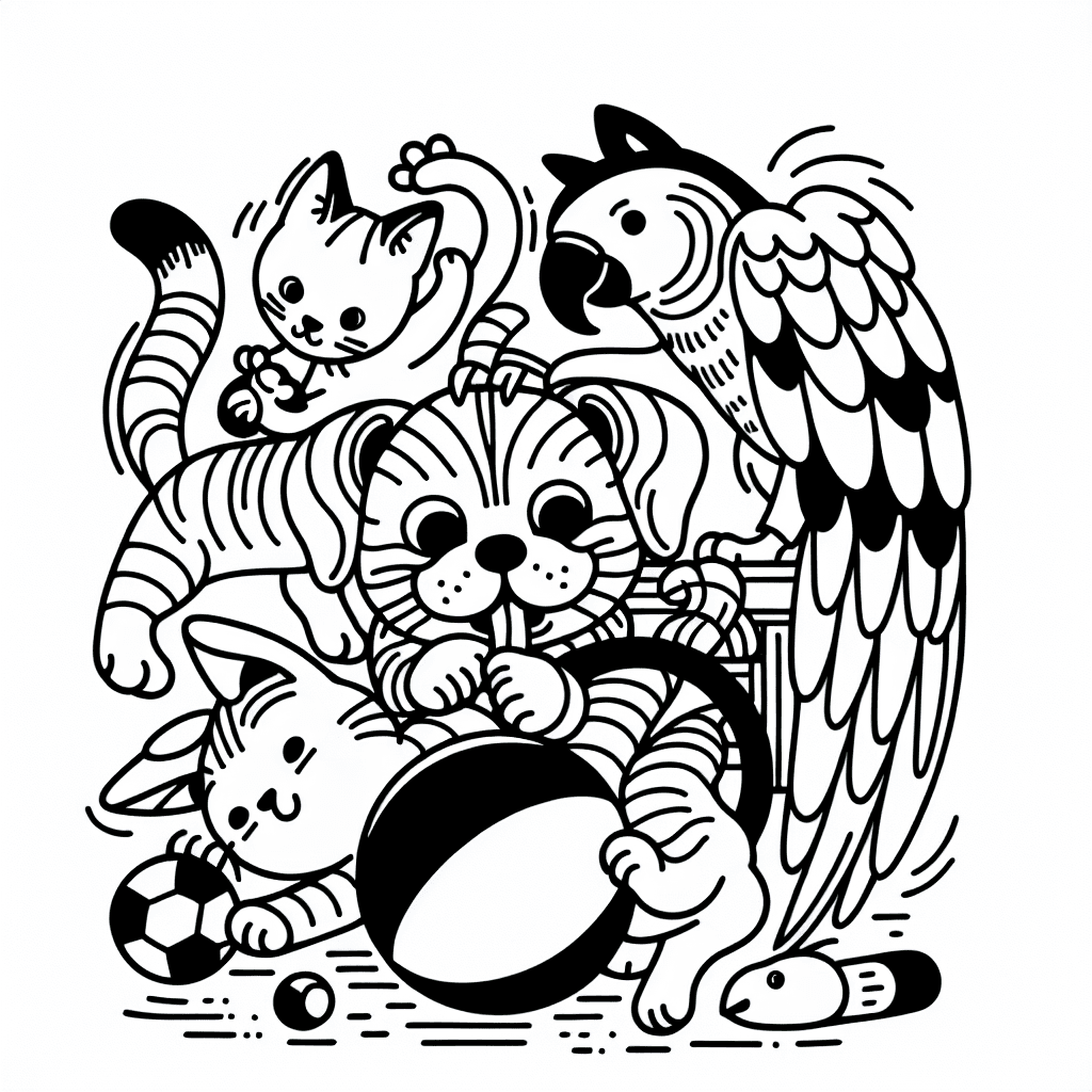 Additional pet family coloring page 2