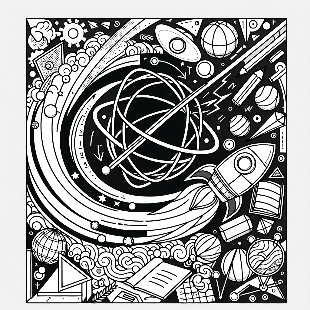 Additional physics motion coloring page 1