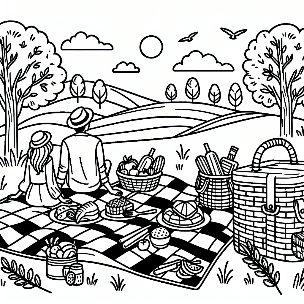 Additional picnic day coloring page 1