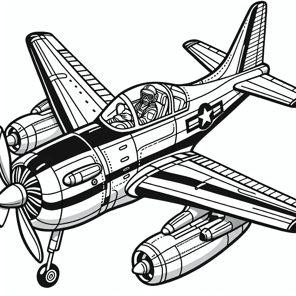 Additional pilot airplane coloring page 1