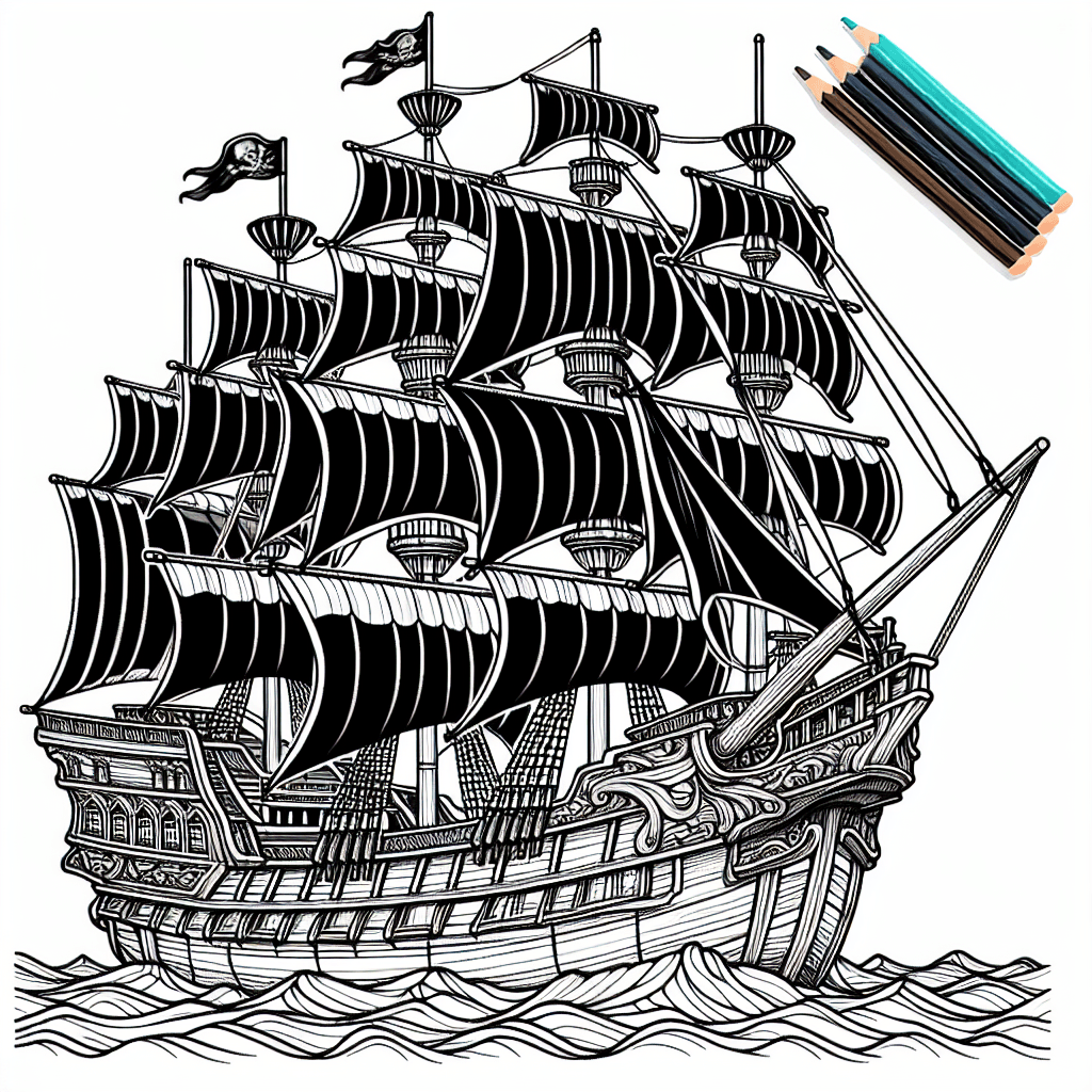 Additional pirate ship coloring page 1