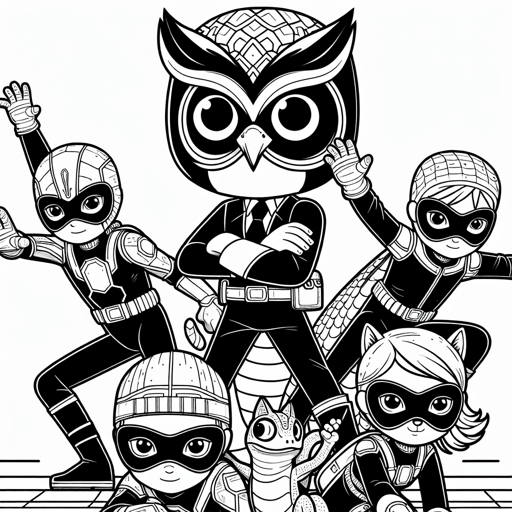 Additional pj masks coloring page 2