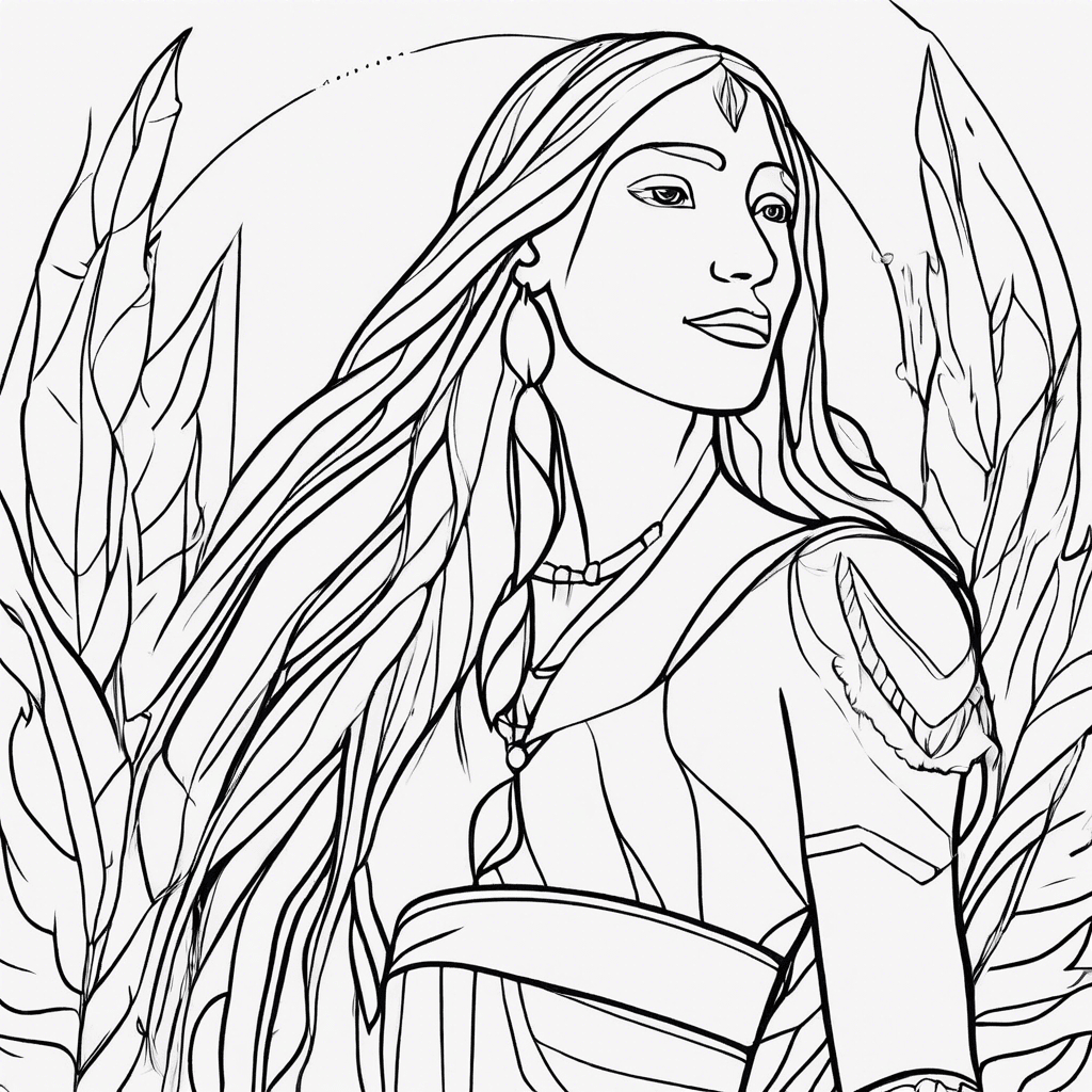 Additional pocahontas nature coloring page 1