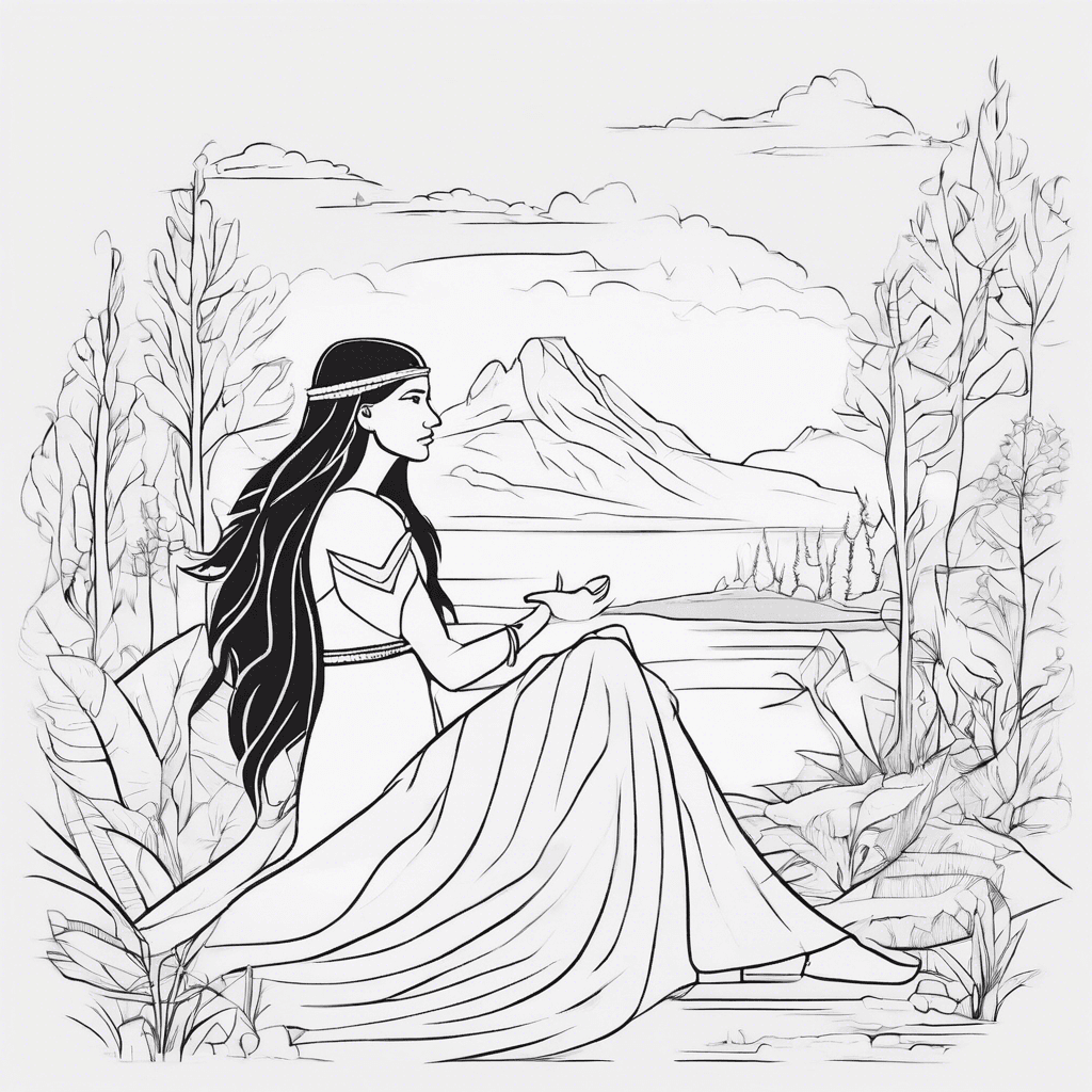 Additional pocahontas nature coloring page 2