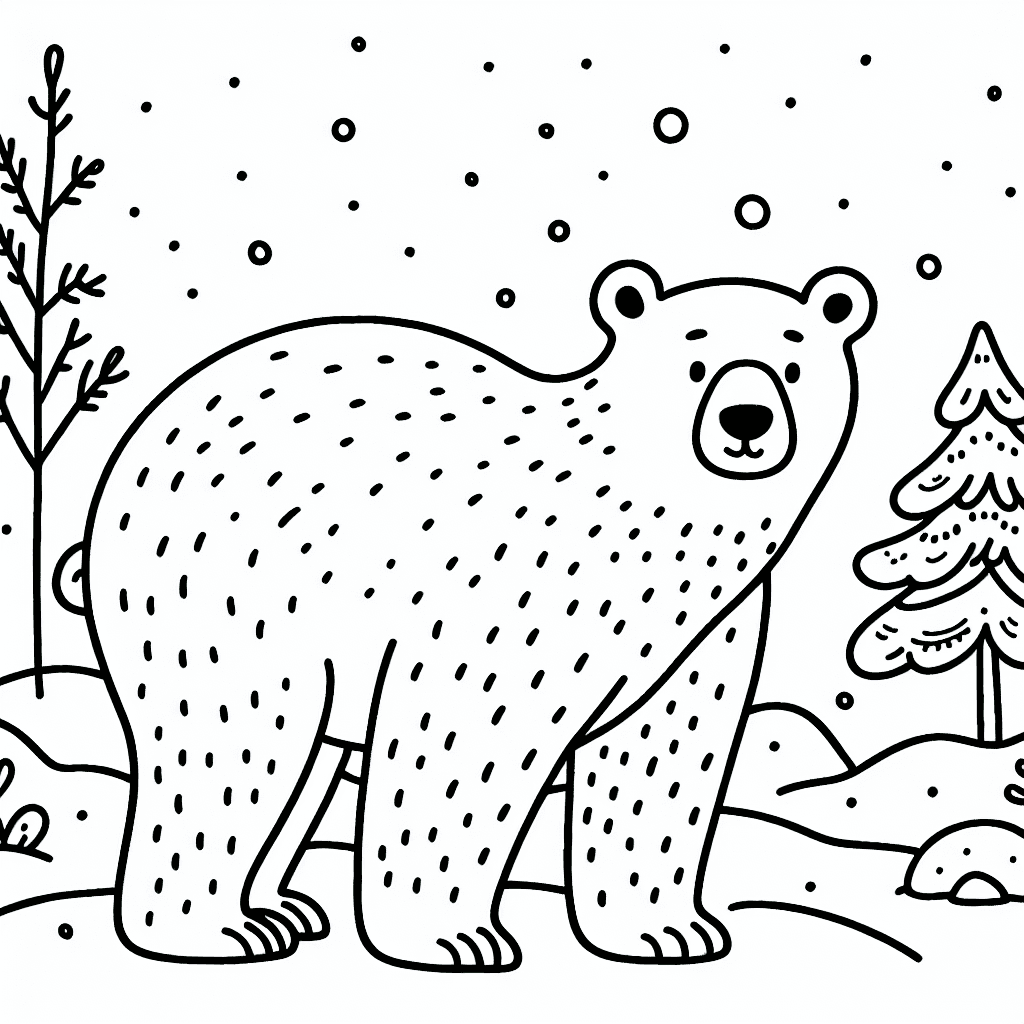 polar bear snow coloring pages