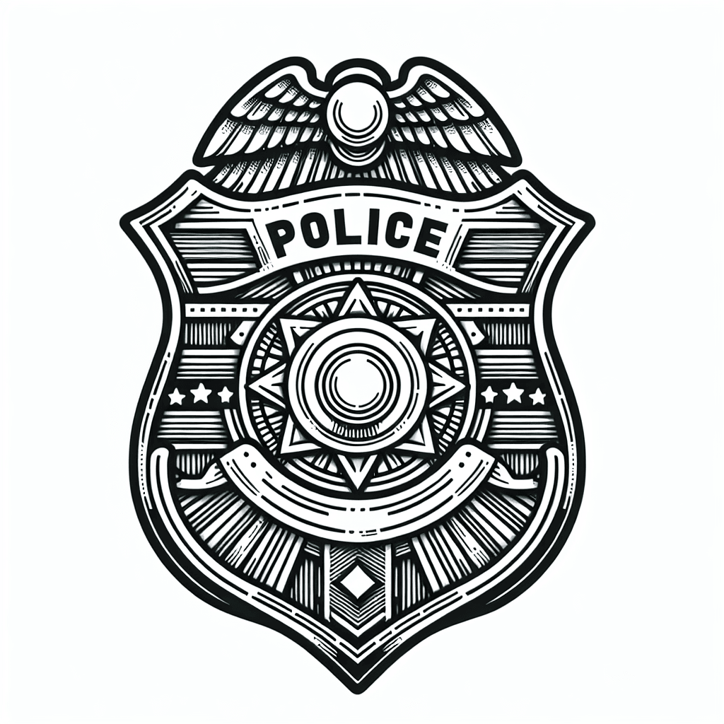 Additional police badge coloring page 1