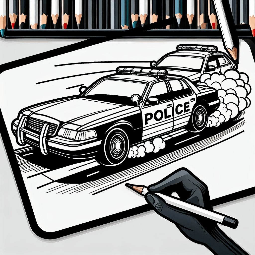 Additional police car chase coloring page 1