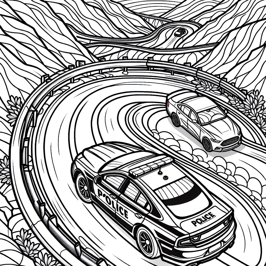 Additional police car chase coloring page 2