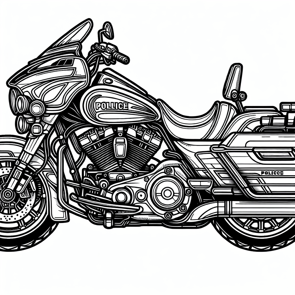 Additional police motorcycle coloring page 1