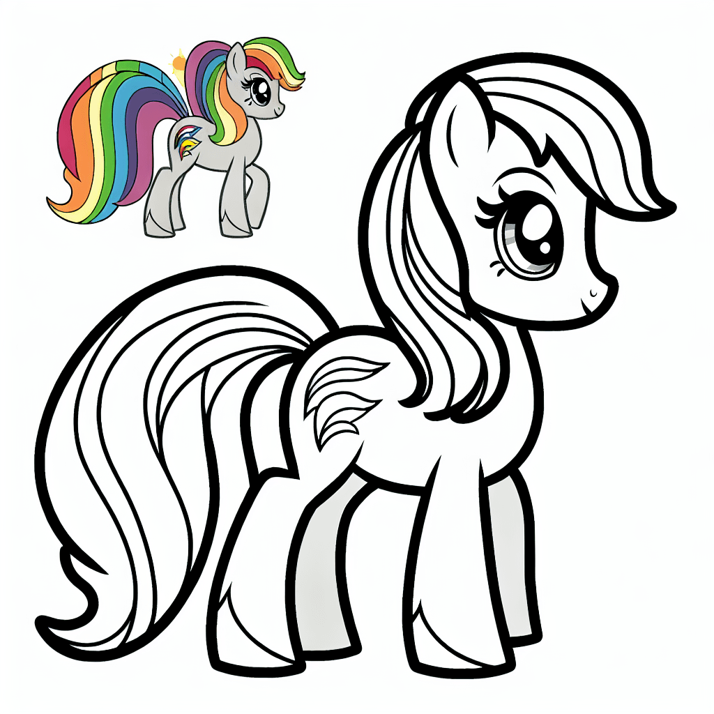 Additional pony rainbow coloring page 1