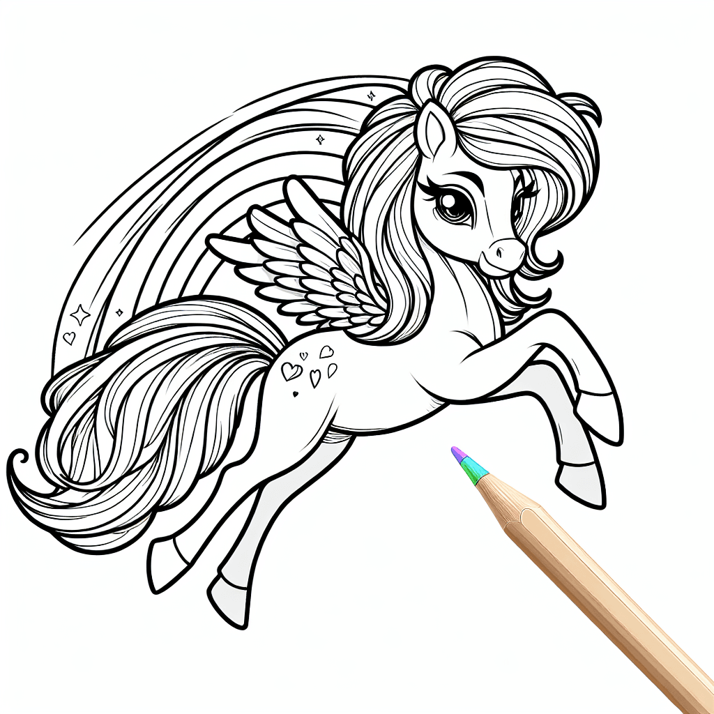 Additional pony rainbow coloring page 2