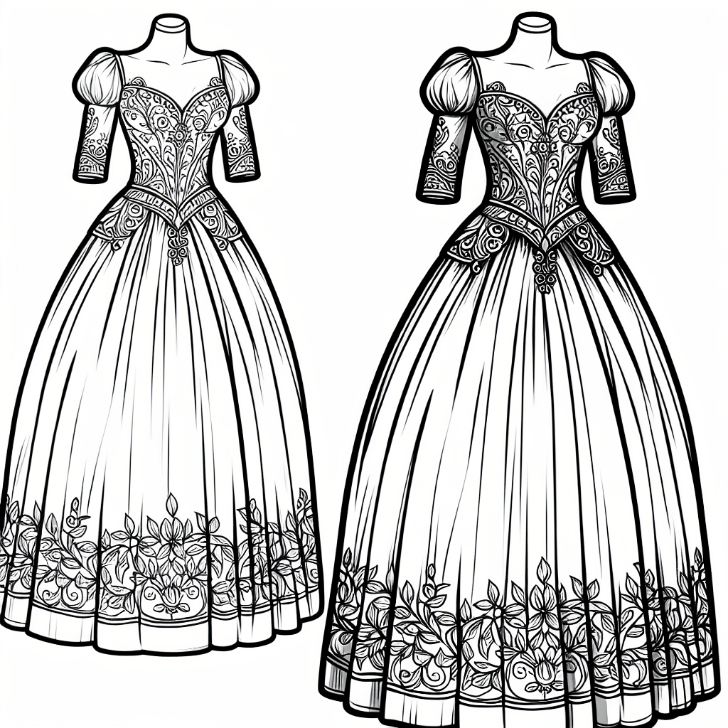 Additional pretty dress coloring page 1