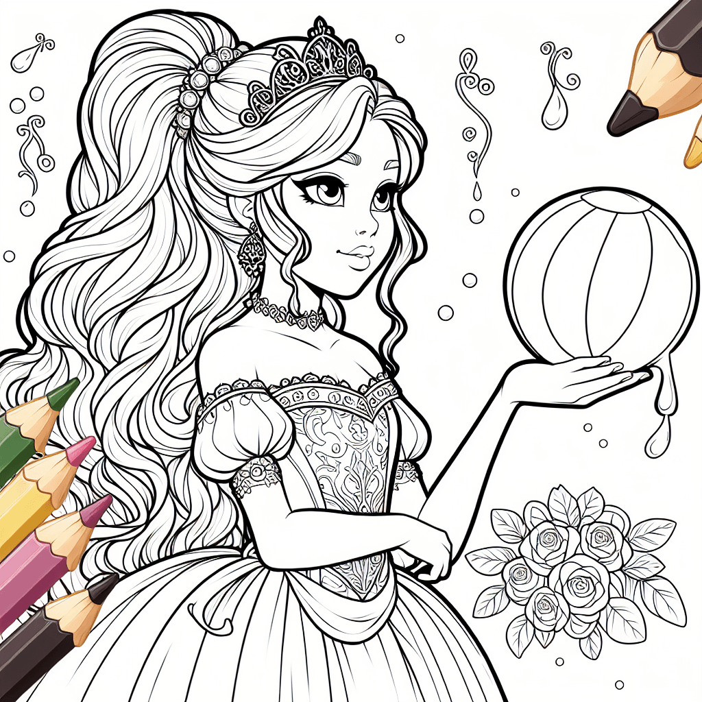 Additional princess ball coloring page 1