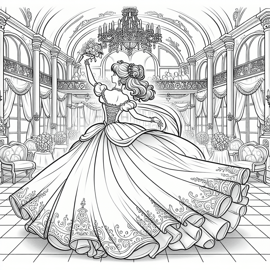 Additional princess ball coloring page 2