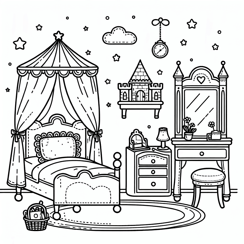 princess bedroom coloring pages