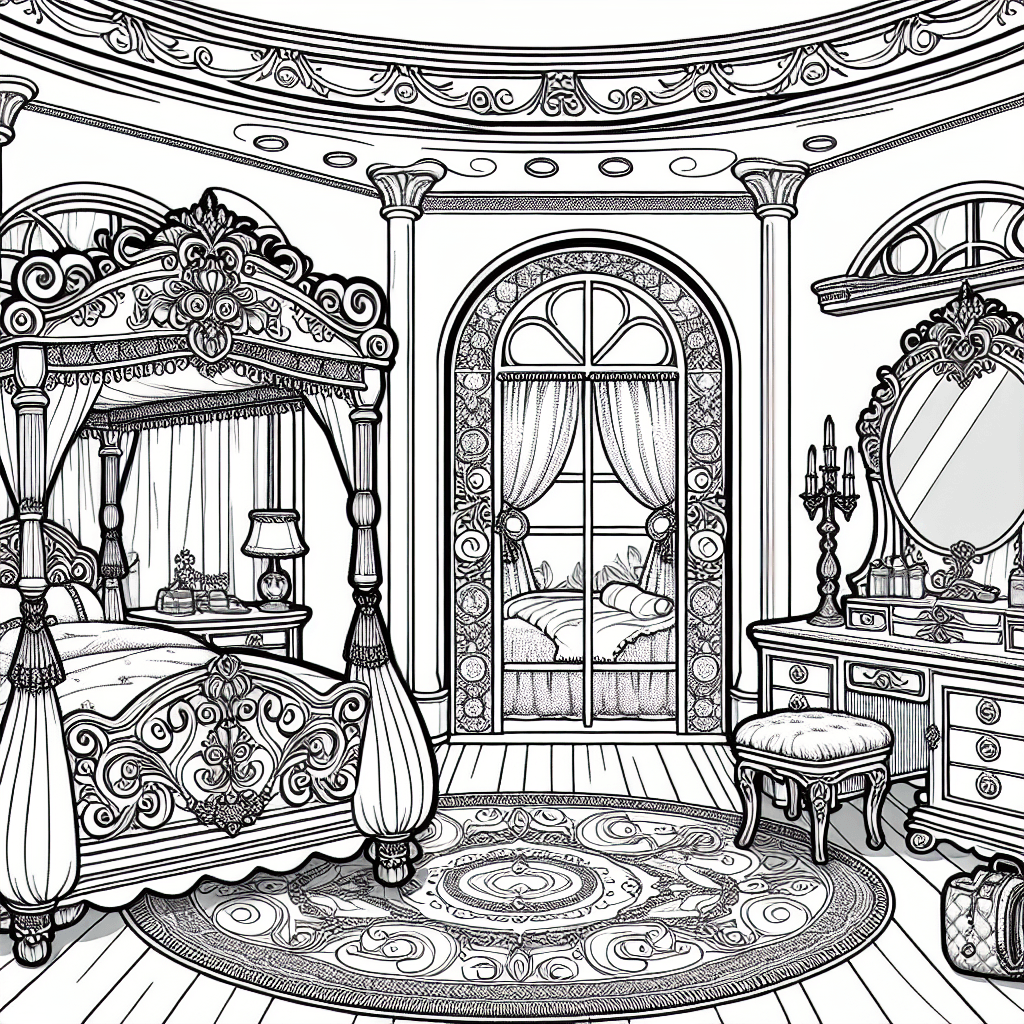 Additional princess bedroom coloring page 1