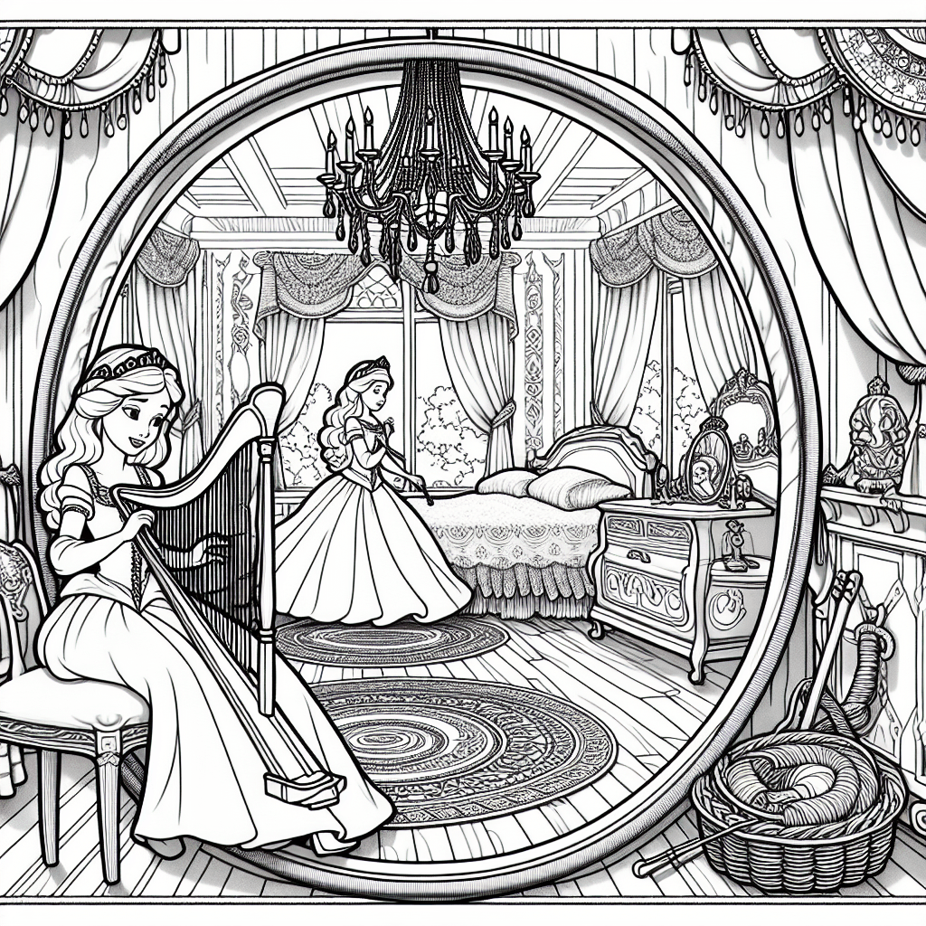 Additional princess bedroom coloring page 2