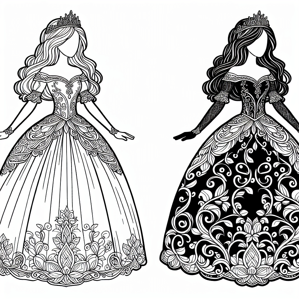 Additional princess dress coloring page 1