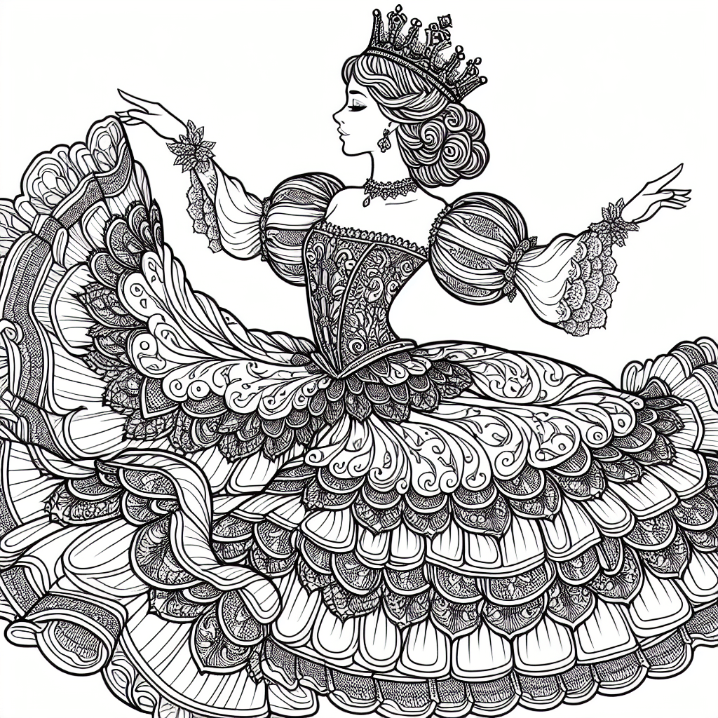 Additional princess dress coloring page 2