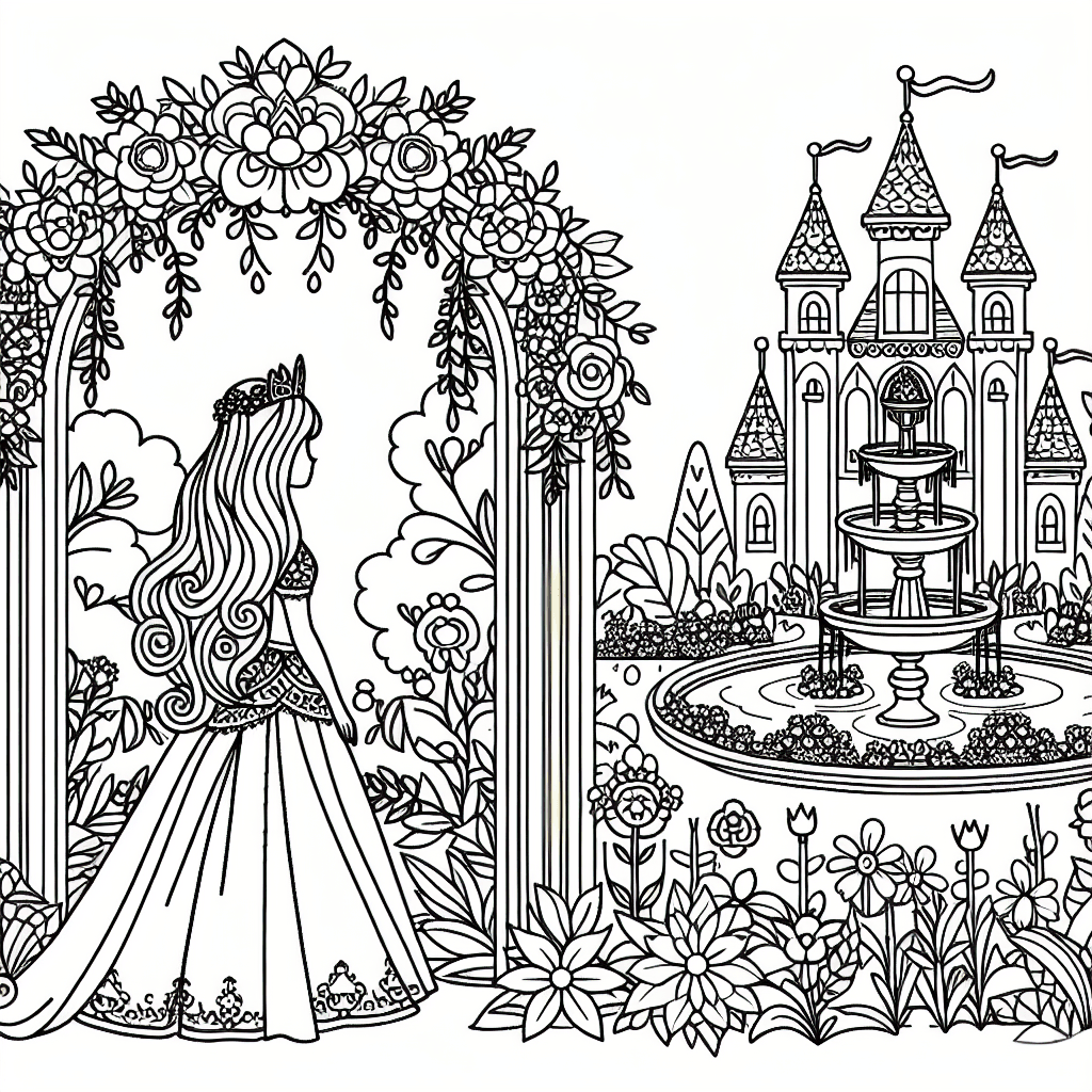 Additional princess garden coloring page 1