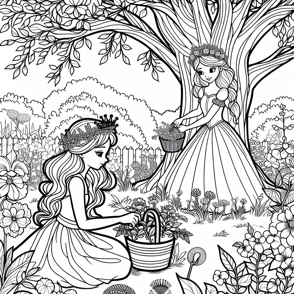 Additional princess garden coloring page 2