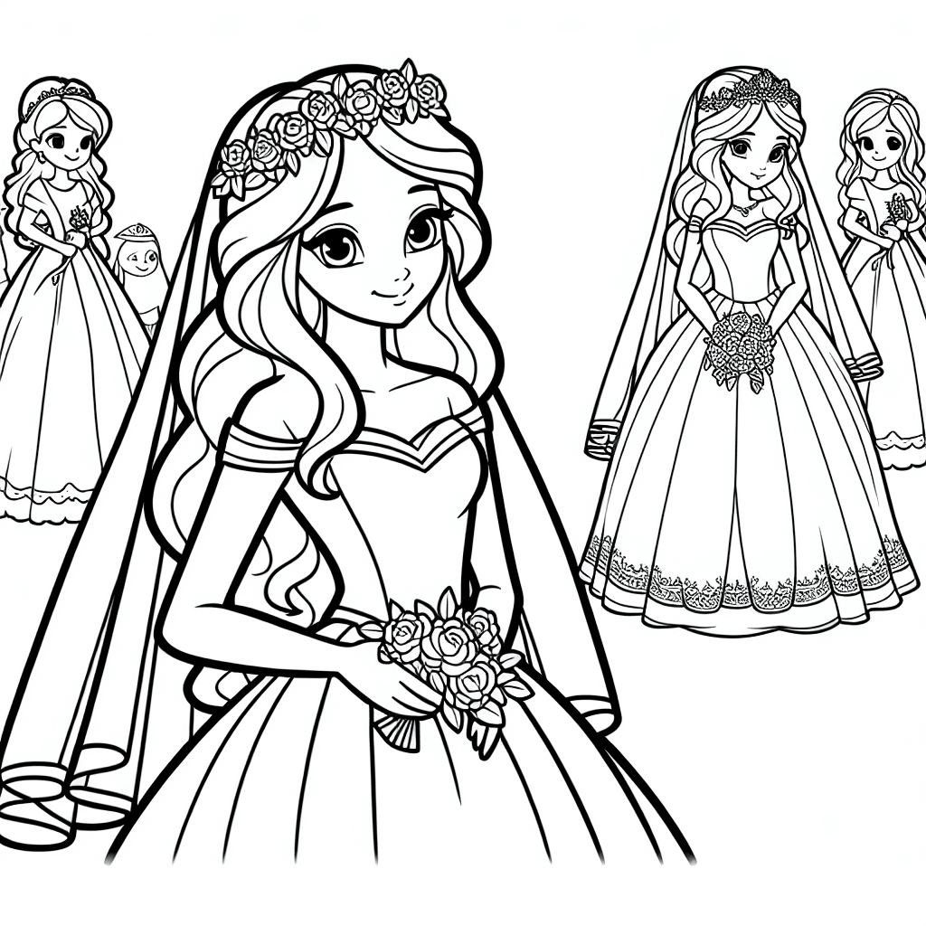 princess wedding coloring pages