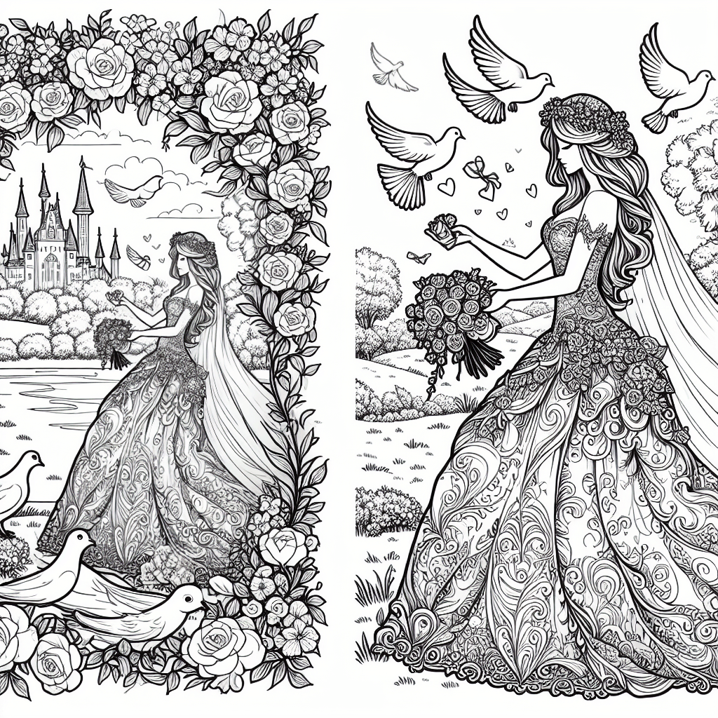 Additional princess wedding coloring page 2