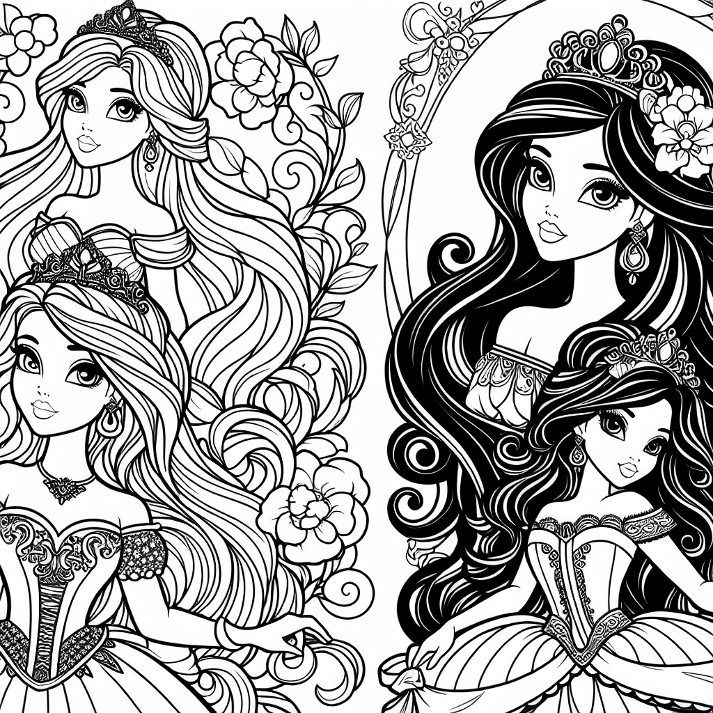 Additional princesses coloring page 1