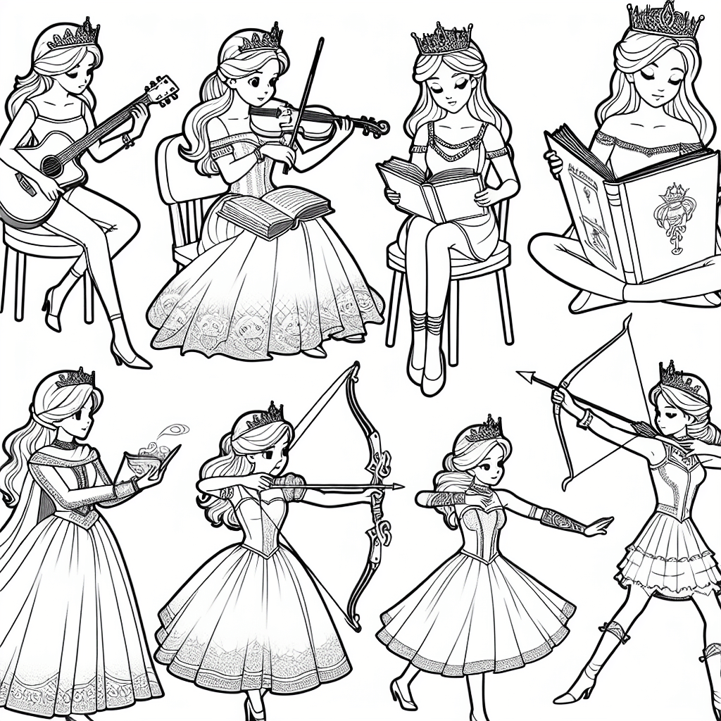 Additional princesses coloring page 2