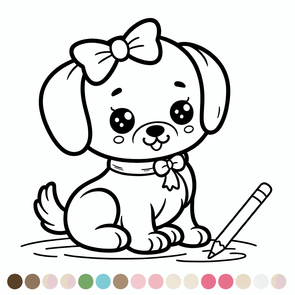 puppy bow coloring pages