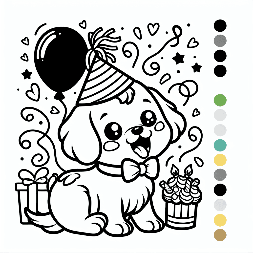 Additional puppy party coloring page 1