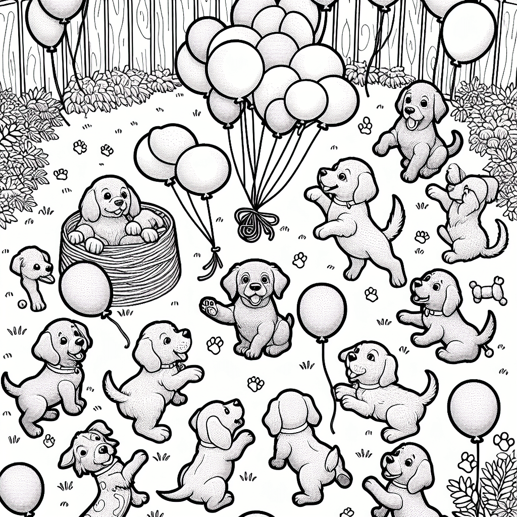 Additional puppy party coloring page 2