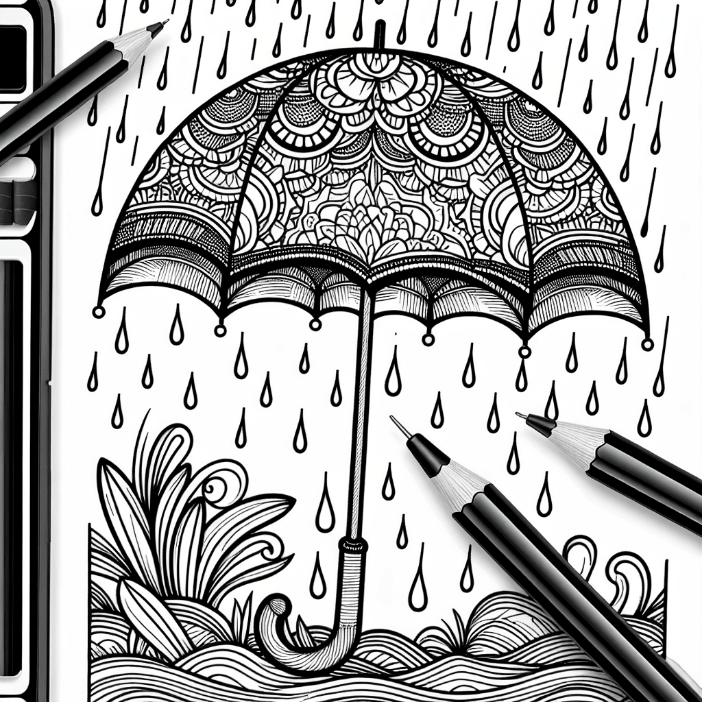 Additional rain umbrella coloring page 1