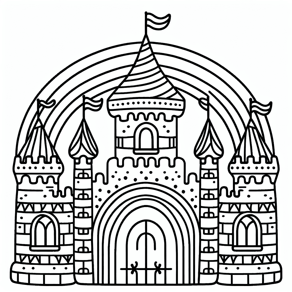 rainbow castle coloring pages