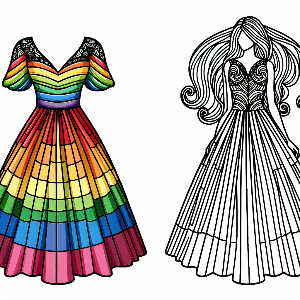 Additional rainbow dress coloring page 1