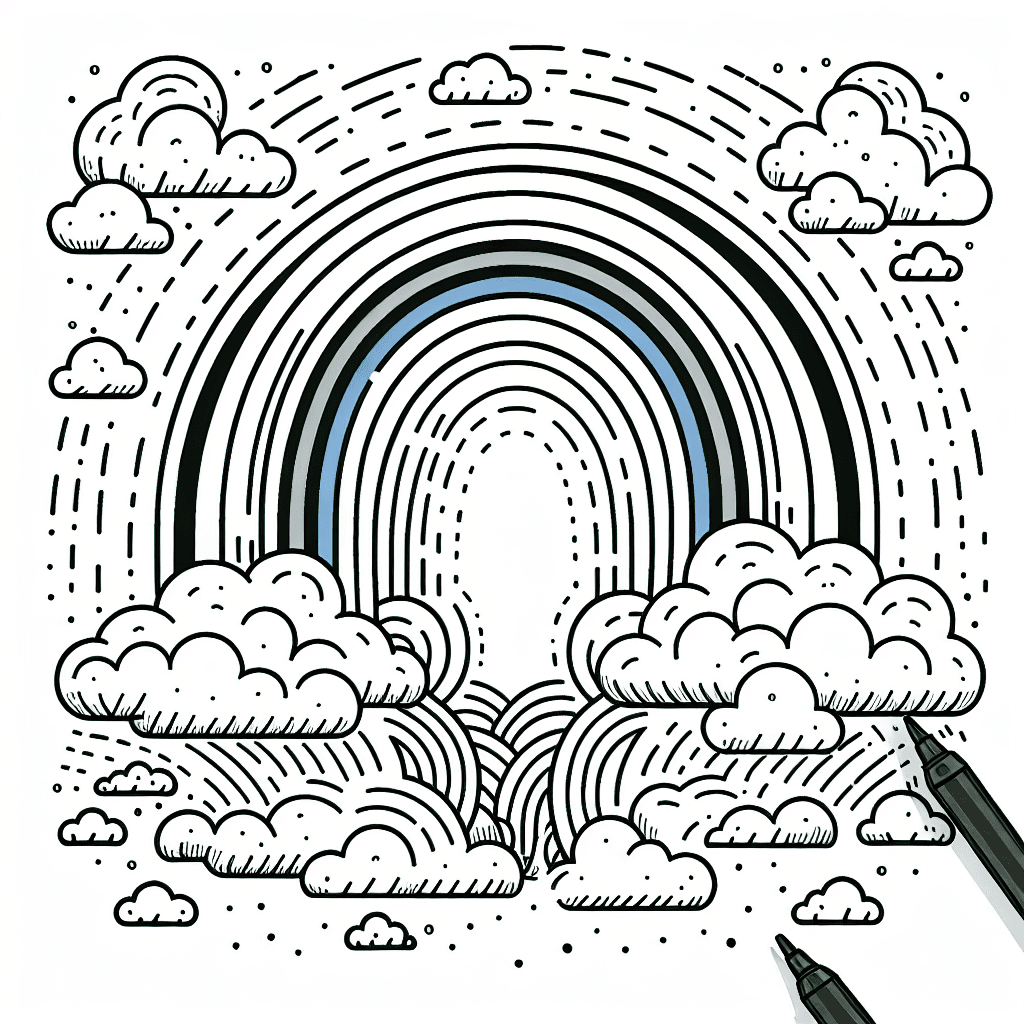 Additional rainbow sky coloring page 1