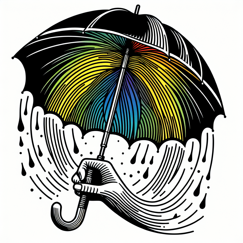 Additional rainbow umbrella coloring page 2